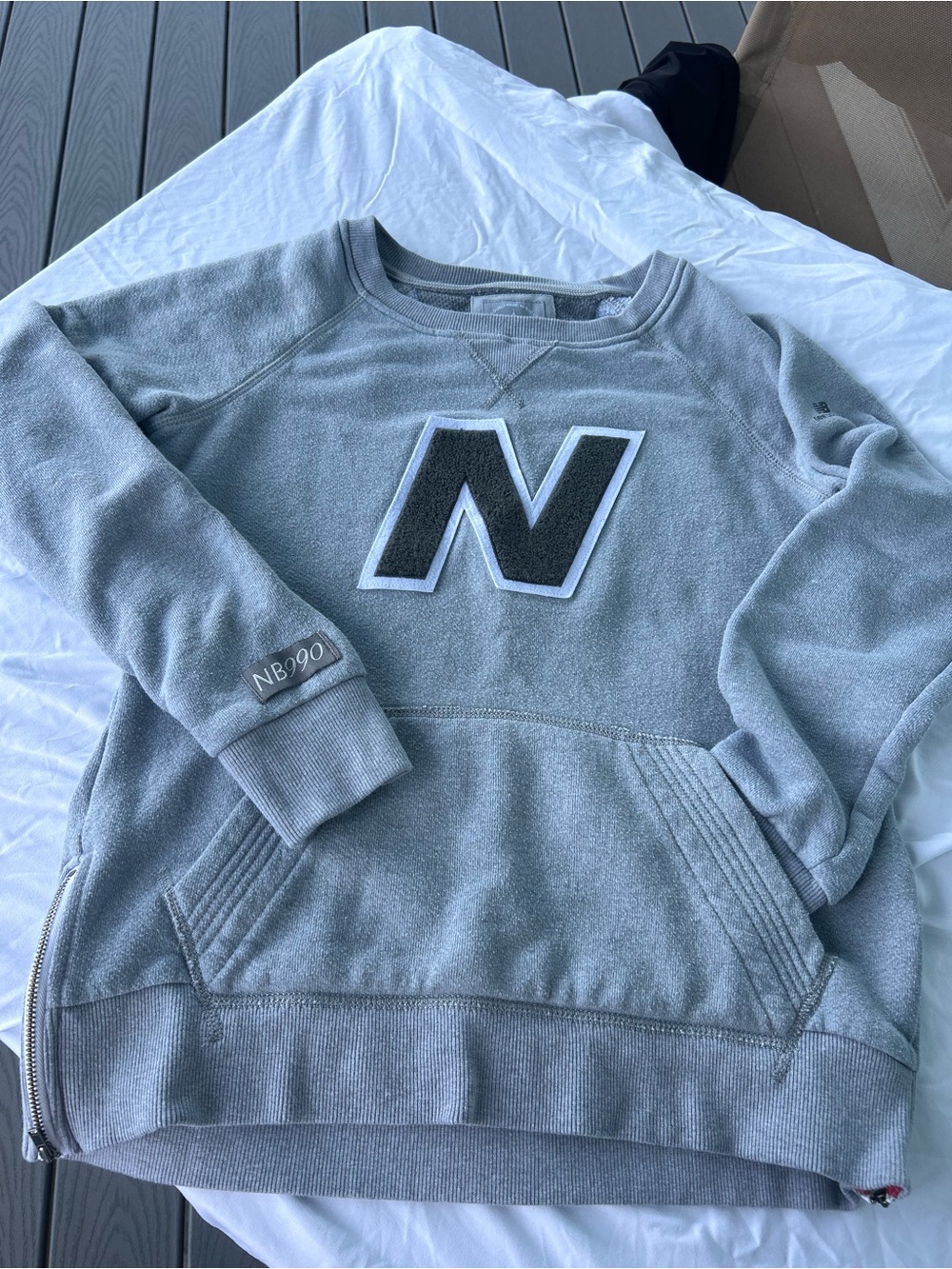 New Balance Made in USA NB990 Gray Heritage Crewneck Sweatshirt - Size L